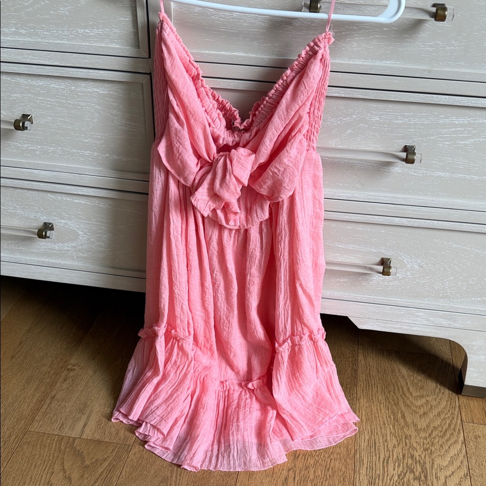HYFVE Pink Ruffled strapless dress